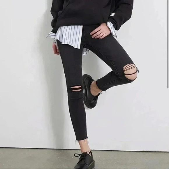 Pacsun High Rise Jegging Distressed Black 25 - Picture 1 of 9